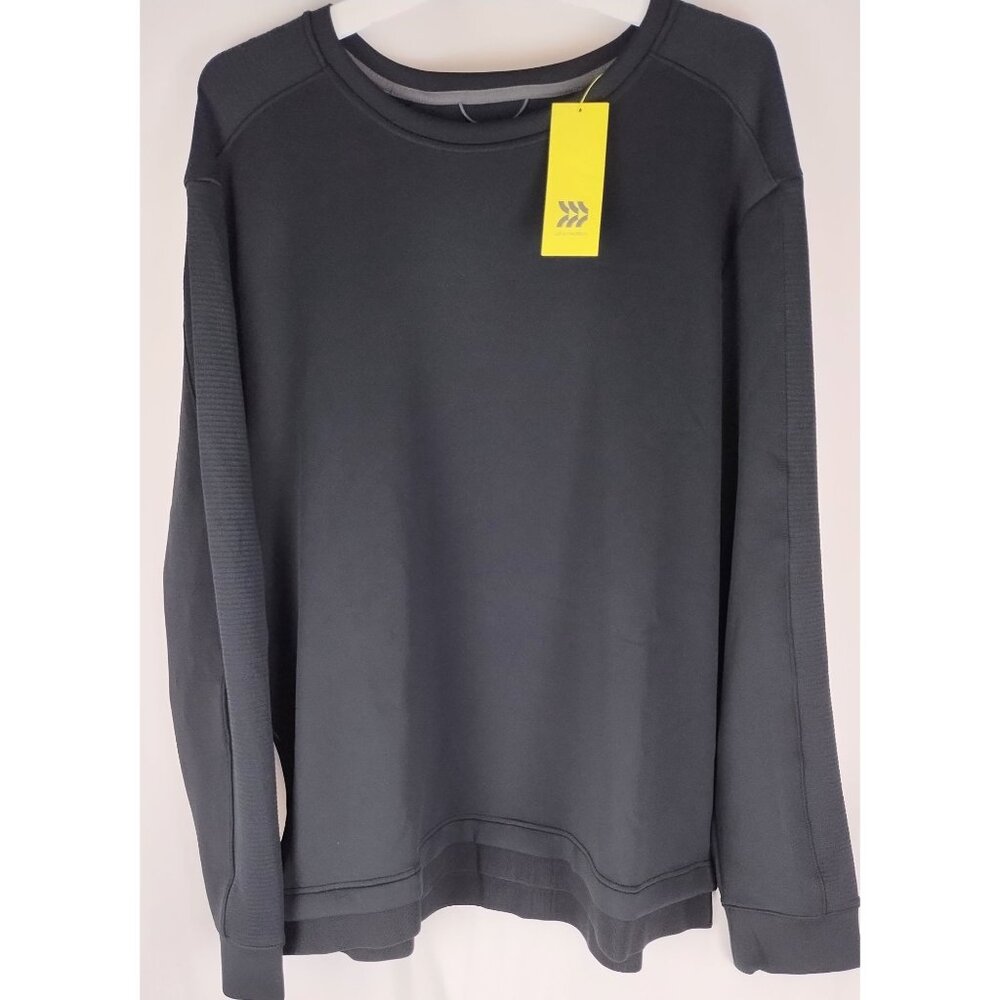 All In Motion Mens Black Crewneck Sweatshirt Size 2XL Recycled Polyester Blend L